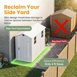 HOMALL 4x8ft White Resin Storage Shed, Lockable Heavy-Duty Garden Tool Shed with All-Weather Design for Yard & Patio