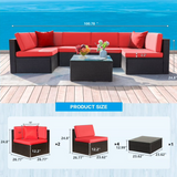 LACOO 7 Pieces Patio Conversation Set Outdoor Sectional Sofa Set PE Rattan