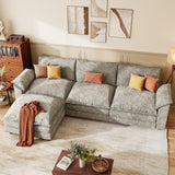 Homall 3-seat Cloud Couch L-shaped Sectional Sofa with reversible toffee chair Movable Footrest Sofa