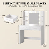 Homall Makeup Vanity Set with Mirro & 3 Modes Lights, Vanity Desk with Stool & Storage Drawers Shelves, Vanity Table with Power Outlet for Bedroom Dressing Room