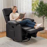 Homall 360° Massage Swivel Rocker Recliner Small Rocking PU Leather Chairs with Side Pockets for Small Spaces
