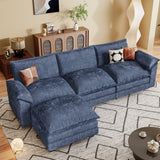 Homall 3-seat Cloud Couch L-shaped Sectional Sofa with reversible toffee chair Movable Footrest Sofa