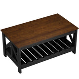 Homall 39" 2-Tier Farmhouse Coffee Table Wood Center Table with Storage Shelf for Living Room