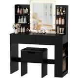 Homall Vanity Desk with Mirror, 3 Modes LED Lights and USB Power Outlet, Makeup Vanity Table with 6 Storage Shelves and 7 Drawers for Dressing Room Bedroom