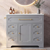 Homall 36'' Bathroom Vanity with Ceramic Sink, Freestanding Bathroom Cabinet with 5 Drawers & 1 Door, Modern Bathroom Vanity