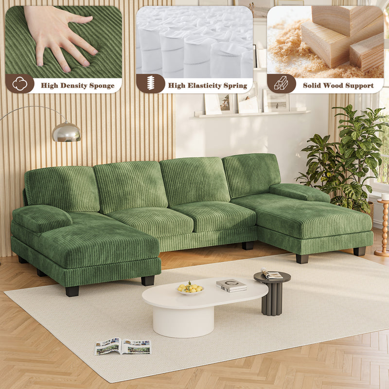 Homall U Shaped Sectional Sofa with Soft Corduroy Sofa Couch with Double Chaise for Apartments,Living Room