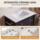 Homall 30'' Bathroom Vanity with Ceramic Sink, Storage Cabinet & Towel Bar, Modern Farmhouse Bathroom Vanity for Small Bathrooms & Powder Rooms