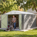 Homall, Metal Storage Shed 10x12FT Outdoor Tool Shed Gray for Yard, Garage, Workshop & Storagec