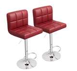 Homall Bar Stools Set of 2 Modern PU Leather Hydraulic Kitchen Counter Square Island Height Adjustable Swivel Barstool with Back