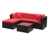 LACOO 5 Pieces Patio Sectional Set PE Rattan Outdoor All-Weather Wicker Conversation Set with Table