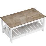 Homall 39" 2-Tier Farmhouse Coffee Table Wood Center Table with Storage Shelf for Living Room