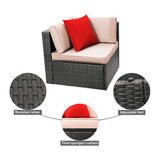 Homall 7 Pieces Patio Conversation Set Indoor Outdoor PE Rattan Wicker Furniture Sectional Sets with Cushions and Table, Beige