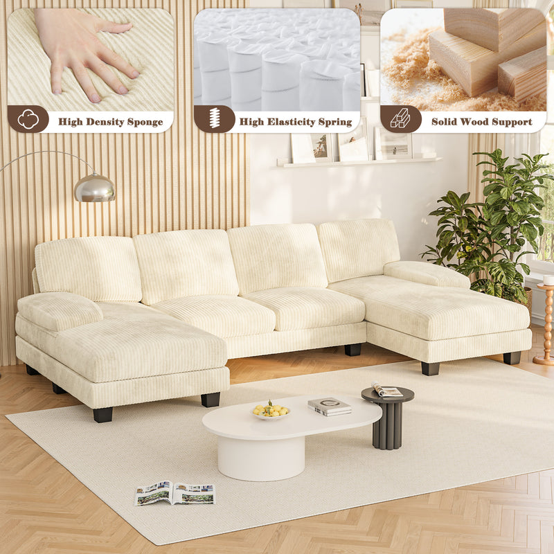 Homall U Shaped Sectional Sofa with Soft Corduroy Sofa Couch with Double Chaise for Apartments,Living Room