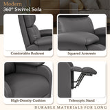 Homall 360° Massage Swivel Rocker Recliner Small Rocking PU Leather Chairs with Side Pockets for Small Spaces
