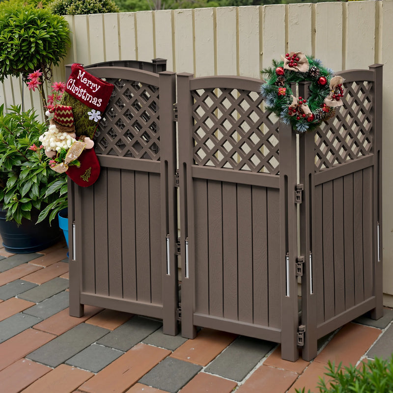 Homall Outdoor Patio 4 Panel Screen Enclosure,Plastic Privacy Screens, Air Conditioner Fence Panels, Trash Can Fence for Garden