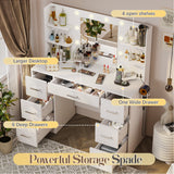 Homall Vanity Desk with Mirror, 3 Modes LED Lights and USB Power Outlet, Makeup Vanity Table with 6 Storage Shelves and 7 Drawers for Dressing Room Bedroom