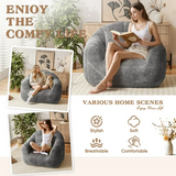 Homall Giant Bean Bag Chairs Fillers Cloud Couch Sofa With Armrests Large Lazy Bean Bag Chair for Gaming, Reading,Gray