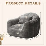 Homall Giant Bean Bag Chairs Fillers Cloud Couch Sofa With Armrests Large Lazy Bean Bag Chair for Gaming, Reading,Gray