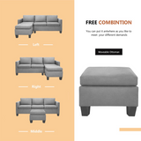 Homall Suede L-Shape Sectional Sofa Sofa for Living Room, Light Gray