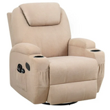Homall Swivel Rocking Recliner Chair Massage Fabric 360 Swivel Rocker Recliner Living Room Chair Home Theater Seating