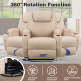 Homall Swivel Rocking Recliner Chair Massage Fabric 360 Swivel Rocker Recliner Living Room Chair Home Theater Seating