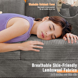 Homall 84" Corduroy Couch 3 Seater Sofa with Extra Deep Seats,Modern Loveseat Sofa with 2 Pillows,Cup holder for Apartment Living Room