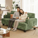 Homall 84" Corduroy Couch 3 Seater Sofa with Extra Deep Seats,Modern Loveseat Sofa with 2 Pillows,Cup holder for Apartment Living Room