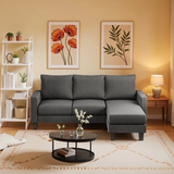 Homall Convertible Sectional Sofa Couch, Modern Linen Fabric L-Shaped Couch 3-Seat Sofa Sectional with Reversible Chaise for Small Living Room, Apartment and Small Space