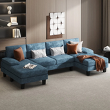 Homall Modern U-Shape Sectional Sofa, Chenille Fabric Modular Couch, 4 Seat Oversized Sofa with Chaise for Living Room