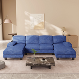 Homall U Shaped Sectional Sofa with Soft Corduroy Sofa Couch with Double Chaise for Apartments,Living Room