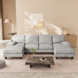 Homall U Shaped Sectional Sofa with Soft Corduroy Sofa Couch with Double Chaise for Apartments,Living Room