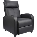 Homall Black PU Leather Single Sofa Recliner with Padded Seat and Backrest, Multi-Positions