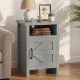Homall Farmhouse Nightstand Set of 2 with Shelf and Barn Door Wood Modern Beside Tables for Bedroom Living Room, White