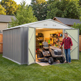 Homall, Metal Storage Shed 10x12FT Outdoor Tool Shed Gray for Yard, Garage, Workshop & Storagec