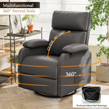 Homall 360° Massage Swivel Rocker Recliner Small Rocking PU Leather Chairs with Side Pockets for Small Spaces