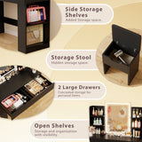 Homall Vanity Desk with Mirror, 3 Modes LED Lights and USB Power Outlet, Makeup Vanity Table with 6 Storage Shelves and 7 Drawers for Dressing Room Bedroom