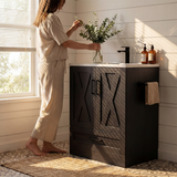 Homall 24'' Bathroom Vanity with Sink, Freestanding Bathroom Cabinet with 2 Door & 1 Drawer, Farmhouse Bathroom Vanity with Basin