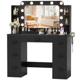 Homall Vanity Desk with Lights & Mirror, Makeup Vanity Table with Power Outlet & Storage for Bedroom Dressing Room, White