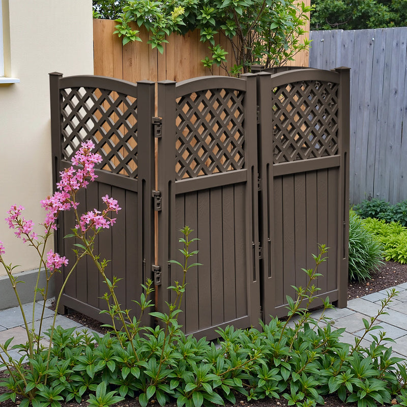 Homall Outdoor Patio 4 Panel Screen Enclosure,Plastic Privacy Screens, Air Conditioner Fence Panels, Trash Can Fence for Garden