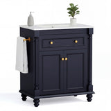 Homall 30'' Bathroom Vanity with Ceramic Sink, Storage Cabinet & Towel Bar, Modern Farmhouse Bathroom Vanity for Small Bathrooms & Powder Rooms