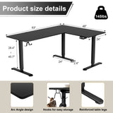 Homall 63in Wide L-shaped Electric Sit-Stand Desk Lifting Range 28~46in Height Gear Memory Ergonomics Standing Desk Height Adjustable Computer Desk