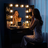 Homall Makeup Vanity Set with Mirro & 3 Modes Lights, Vanity Desk with Stool & Storage Drawers Shelves, Vanity Table with Power Outlet for Bedroom Dressing Room