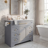 Homall 36'' Bathroom Vanity with Ceramic Sink, Freestanding Bathroom Cabinet with 5 Drawers & 1 Door, Modern Bathroom Vanity