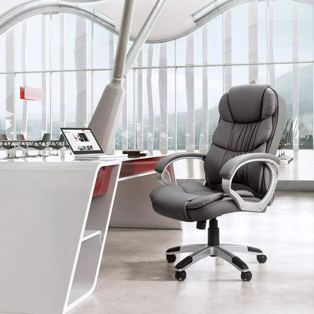 Homall High Back Office Chair, Executive Leather Desk Chair with Padded Armrests Swivel Task Chair with Lumbar Support