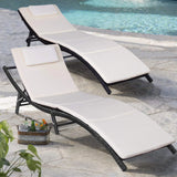 Lacoo 3 Pieces Outdoor Chaise Lounge Chair Patio Furniture Adjustable Folding PE Rattan Lounge Chair