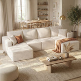 Homall Modular Corduroy Sofa, Sectional Couch with Convertible Modules, Modern Minimalist Sofa Set for Living Room, Freely Combinable Sofa Furniture