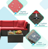 LACOO 5 Pieces Patio Sectional Set PE Rattan Outdoor All-Weather Wicker Conversation Set with Table