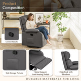 Homall 360° Massage Swivel Rocker Recliner Small Rocking PU Leather Chairs with Side Pockets for Small Spaces