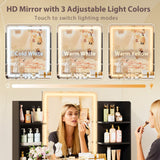 Homall Vanity Desk with Mirror, 3 Modes LED Lights and USB Power Outlet, Makeup Vanity Table with 6 Storage Shelves and 7 Drawers for Dressing Room Bedroom