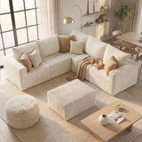 Homall Modular Corduroy Sofa, Sectional Couch with Convertible Modules, Modern Minimalist Sofa Set for Living Room, Freely Combinable Sofa Furniture